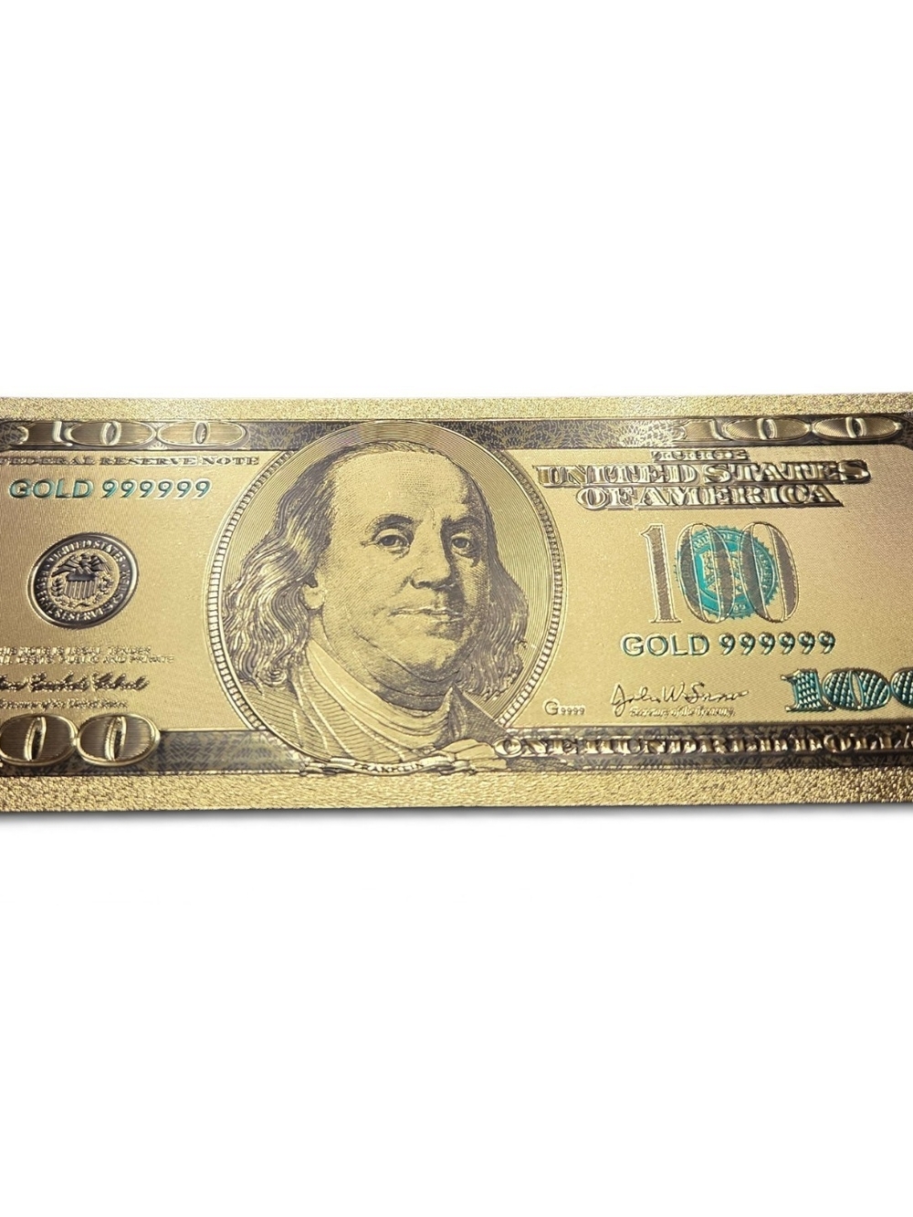 24k GOLD FOIL 100 $DOLLAR BILL W/ BENJAMIN FRANKLIN